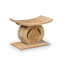 Ashanti-style Ornate Javanese Teak Wood Stool