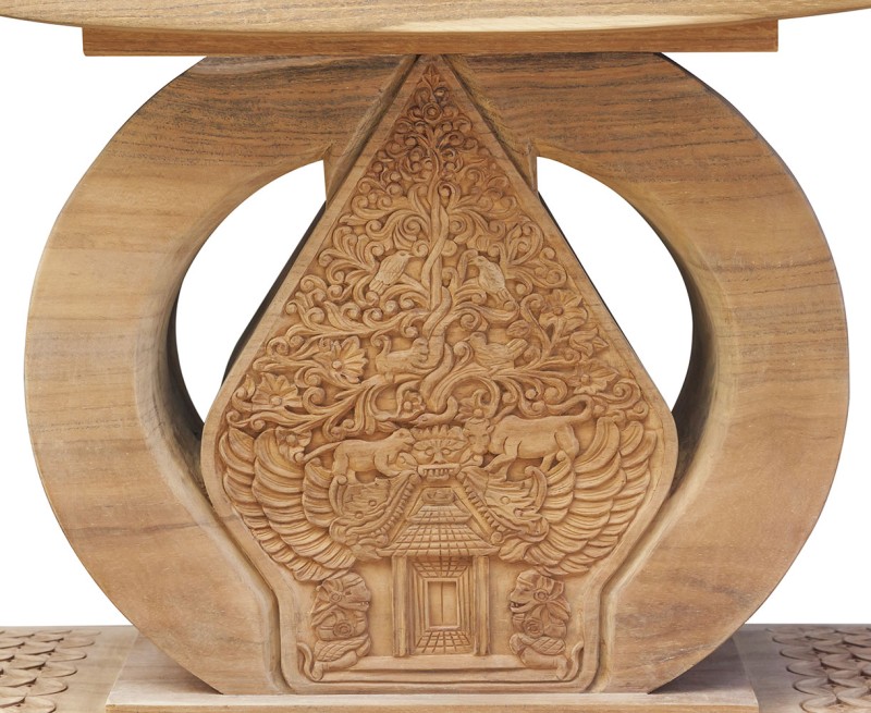 Ashanti-style Ornate Javanese Teak Wood Stool