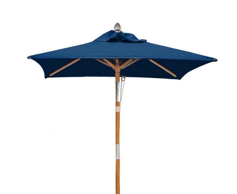Square Tilting Hardwood Garden Parasol - 1.5m - Blue