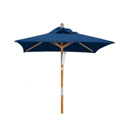 Square Tilting Hardwood Garden Parasol - 1.5m - Blue