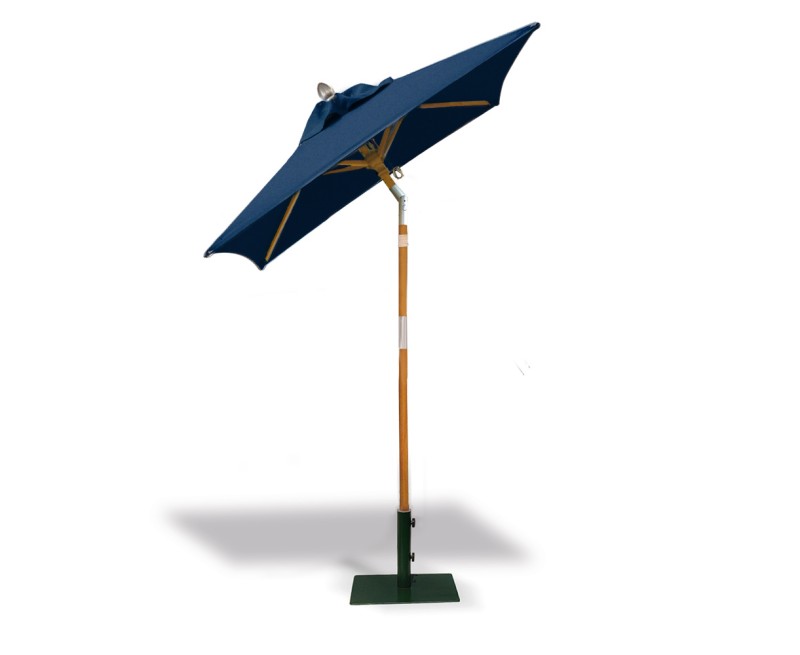 Square Tilting Hardwood Garden Parasol - 1.5m - Blue