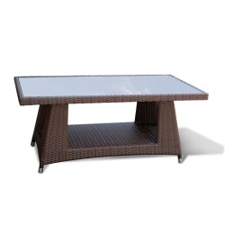 Riviera Rattan Glass-Top Coffee Table