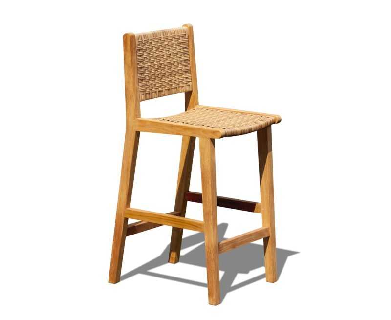 Tiga Teak and Rattan Outdoor Bar Chair - Honey Wicker