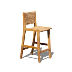 Tiga Teak and Rattan Outdoor Bar Chair - Honey Wicker