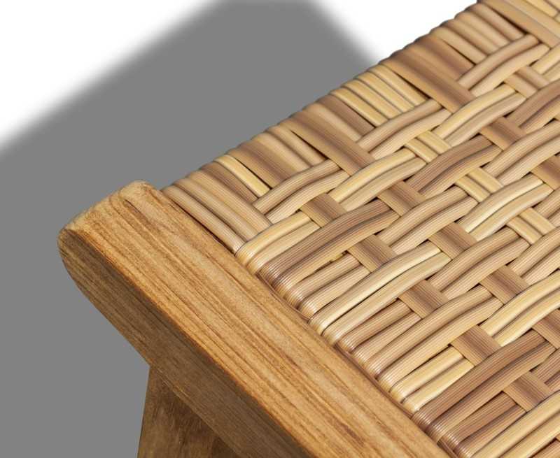 Tiga Teak and Rattan Outdoor Bar Chair - Close up of Seat