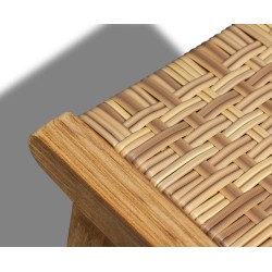 Tiga Teak and Rattan Outdoor Bar Chair - Close up of Seat