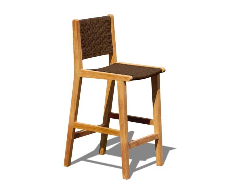 Tiga Teak and Rattan Outdoor Bar Chair - Java Brown