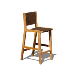 Tiga Teak and Rattan Outdoor Bar Chair - Java Brown