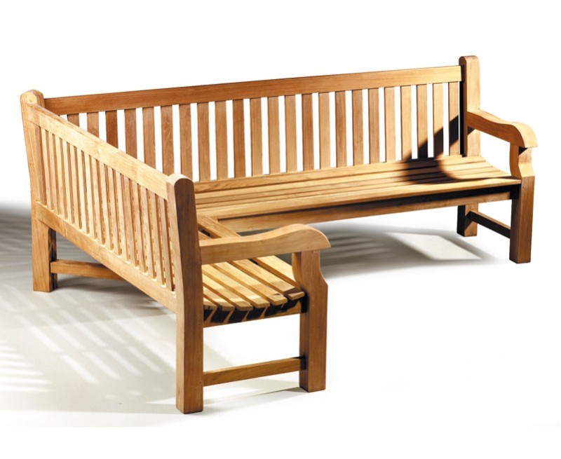 Side View of Balmoral Chunky 6 Seater Corner Garden Bench, Left Orientation