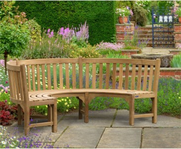 Henley Semi-Circle Bench, Curved Teak Bench 2
