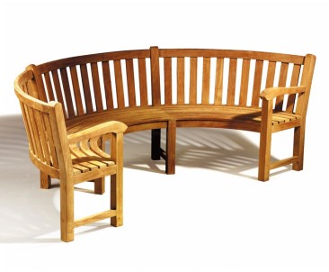 Henley Semi-Circular Bench with arms, Curved Teak Bench 2
