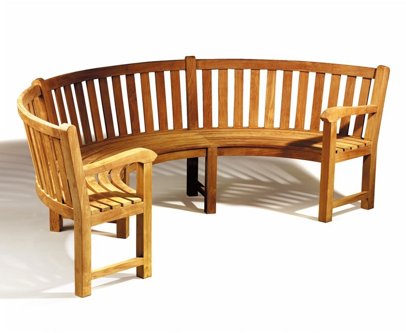 outdoor curved semi circular bench