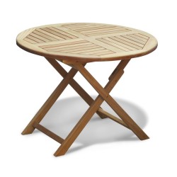 Suffolk Teak Folding Round Garden Table – 1m