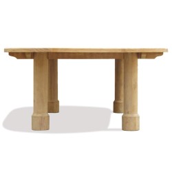 Titan Teak Oval Outdoor Patio Dining Table, Round Leg – 1.2 x 3m