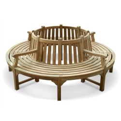Teak Circular Tree Bench with Arms - 2.2m
