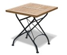Teak Folding Square Bistro Table, Black – 0.6m
