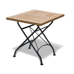 Teak Folding Square Bistro Table, Black – 0.6m
