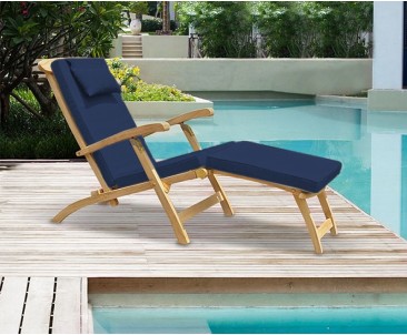 Halo Teak Steamer Chair with cushion 2