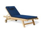 garden wooden lounger with cushion