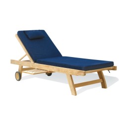 garden wooden lounger with cushion