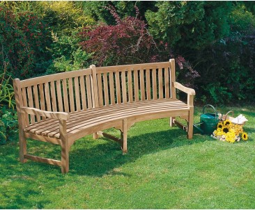 Connaught Teak Curved Park Bench - 2.2m 2