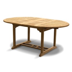Brompton Teak Extending Garden Table, Double Leaf, Oval – 1.2 - 1.8m