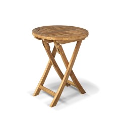 Suffolk Round Garden Table, Folding, Teak – 0.6m