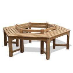 Teak Hexagonal Tree Bench – Low-Back - 1.76m