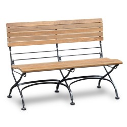 Folding Bistro Bench, Teak, Raven Black – 1.2m