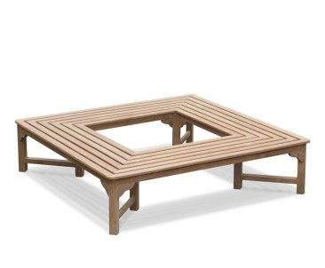 Teak Square Backless Tree Bench – 1.8m 2
