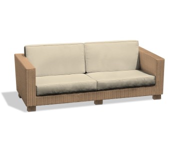 Sorrento Rattan Conservatory Sofa, 4 seater, Natural cushion 2