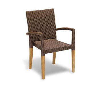 St. Tropez All-Weather Rattan and Teak Stacking Chair