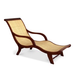 Capri Chaise Lounge, Reclaimed teak and natural rattan