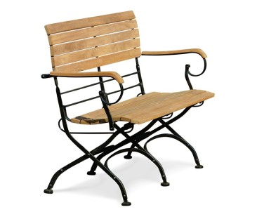 Folding Bistro Bench with Arms, Black – 1.2m 2