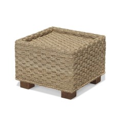 Seagrass Cube Side Table, Glass-topped Side Table