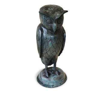 Large Owl Garden Ornament, Brass Outdoor Statue 2
