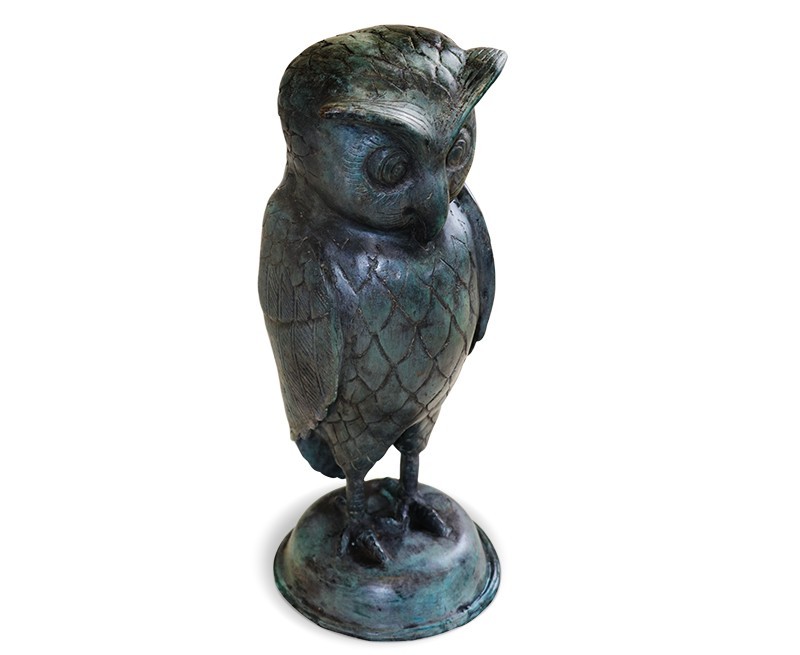 Large Owl Garden Ornament, Brass Outdoor Statue