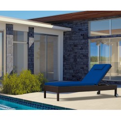Rio Rattan Reclining Garden Sun Lounger with Wheels