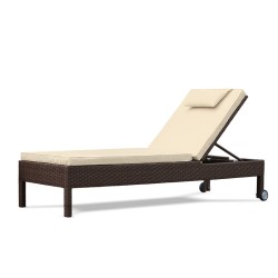 Rio Rattan Reclining Sun Lounger with wheels