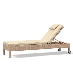 Rio Rattan Reclining Garden Sun Lounger with Wheels