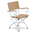 Classic Bistro Chair, Folding Armchair, Teak, Satin White