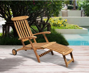 Teak Steamer Chair with wheels 2