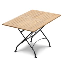 Folding Rectangular Bistro Table, Teak, Black – 1.2m