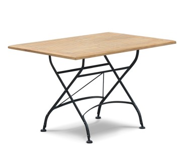 Folding Rectangular Bistro Table, Teak, Black – 1.2m 2