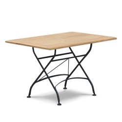 Folding Rectangular Bistro Table, Teak, Black – 1.2m