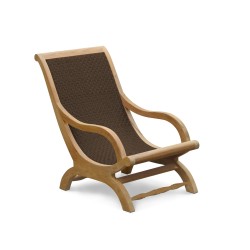 Riviera Garden Lounge Chair, Teak and Rattan Easy Chair