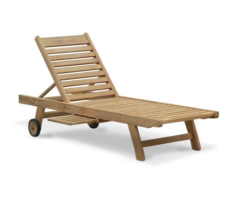 Wooden Sun Lounger, Reclining, Teak Wooden Sun Lounger, Reclining, Teak