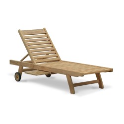 Teak Reclining Sun Lounger with Cushion