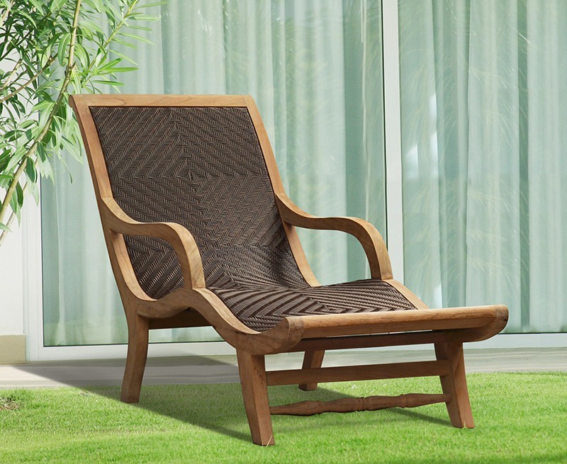 Riviera Teak and Rattan Sun Lounger,...