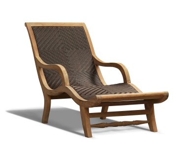 Riviera Teak and Rattan Sun Lounger, All-Weather Wicker Lounger 2